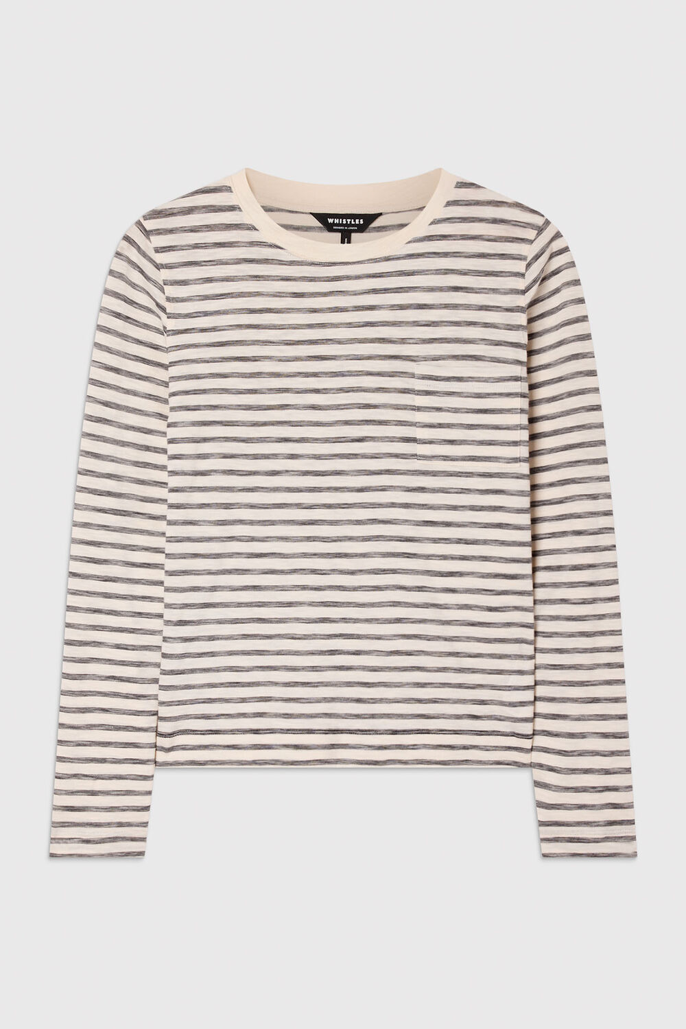 Ivory Stripe Crew Neck Pocket Top