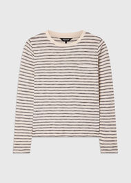 Stripe Crew Neck Pocket Top