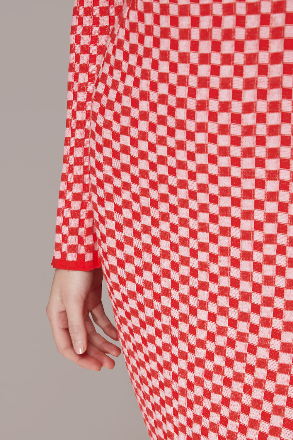 Checkerboard Knit Midi Dress
