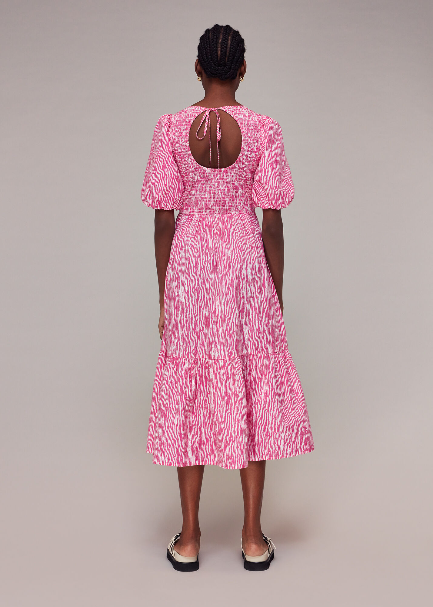 Pink/Multi Romy Uneven Lines Tiered Dress WHISTLES