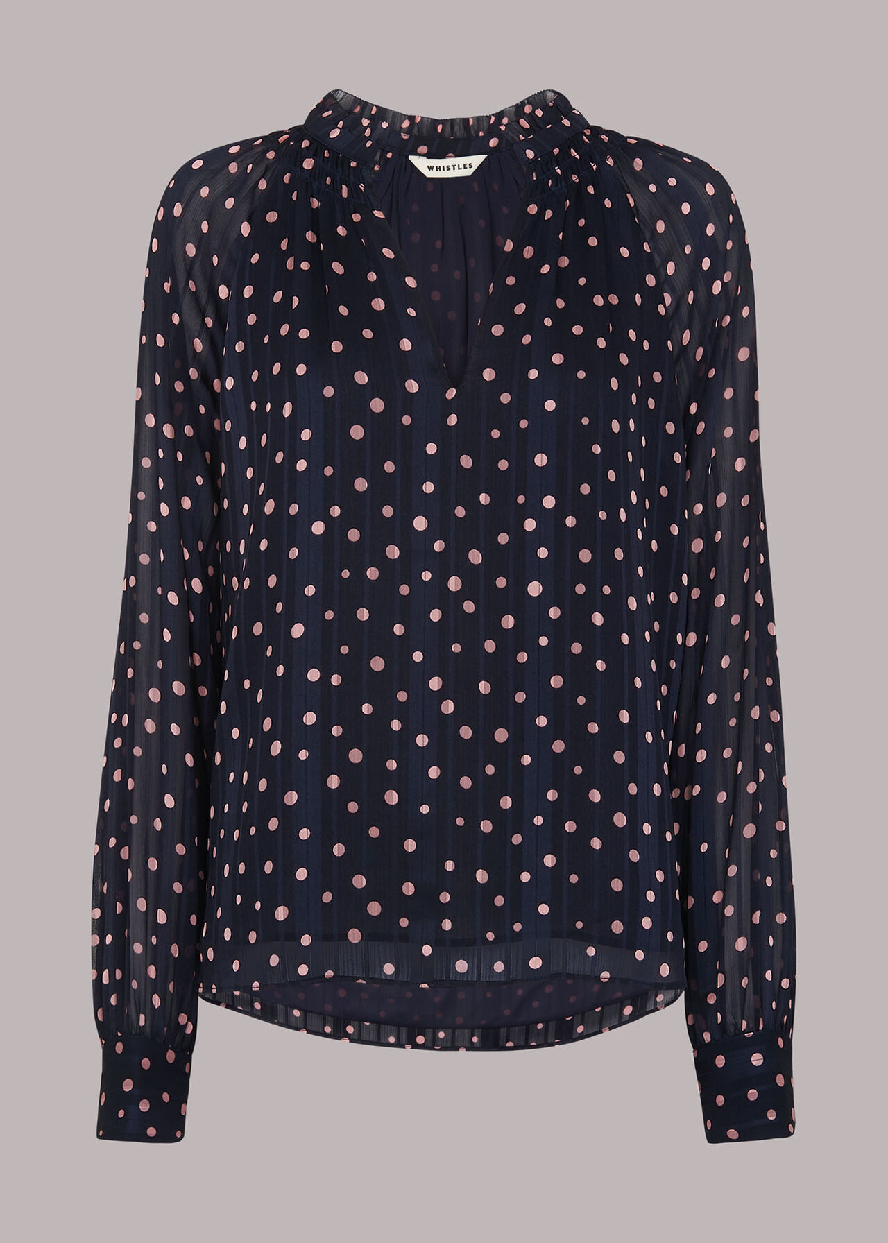 Blue/Multi Satin Stripe Spot Blouse |