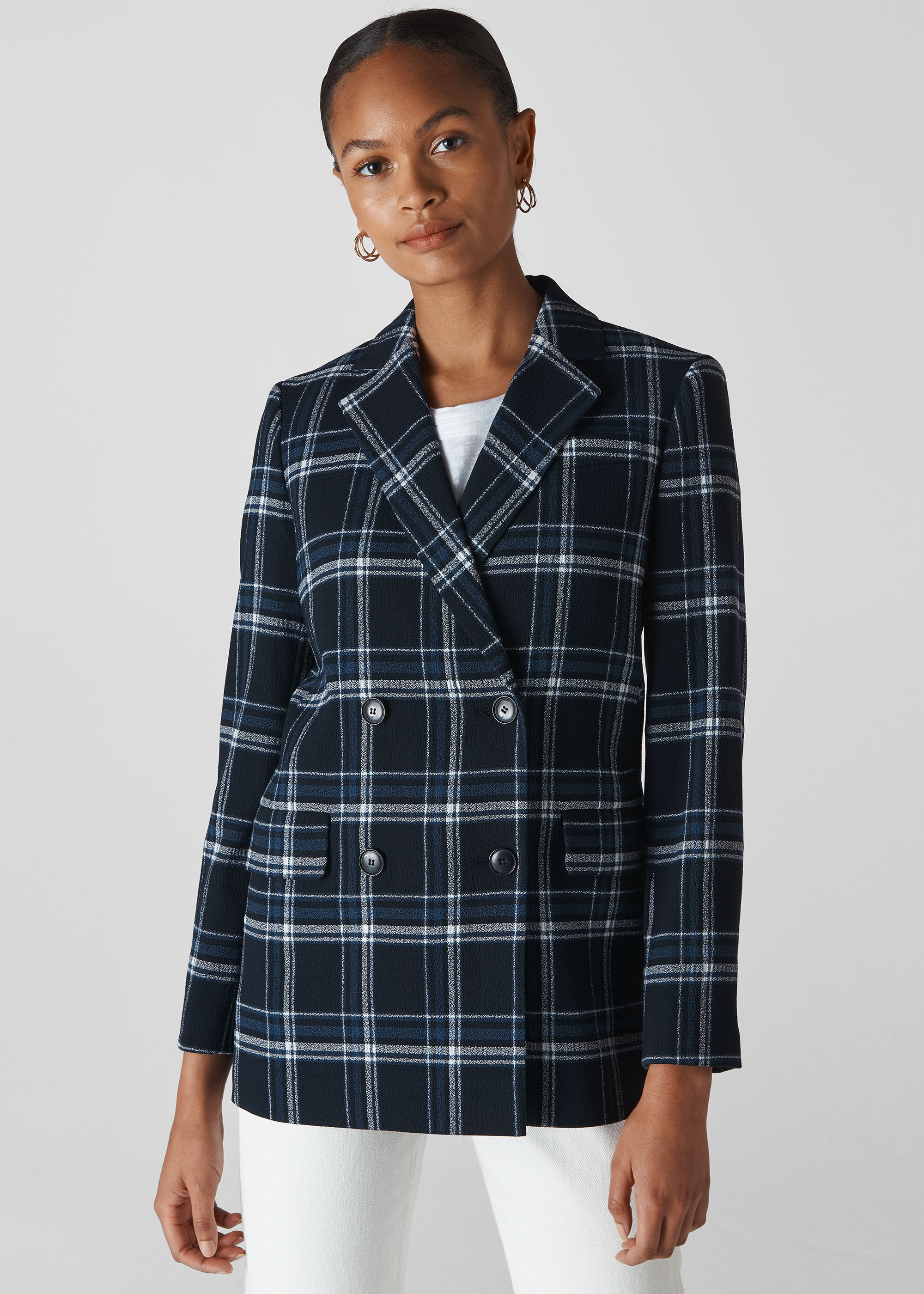 Whistles navy blazer top