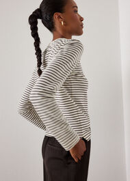Stripe Crew Neck Pocket Top