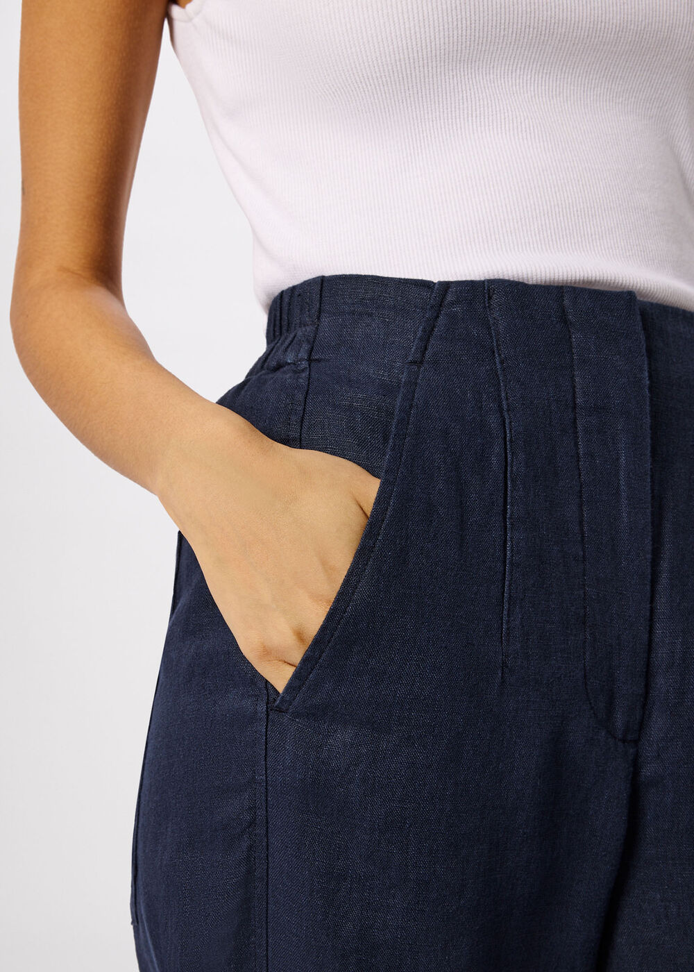 Linen Barrel Leg Trouser