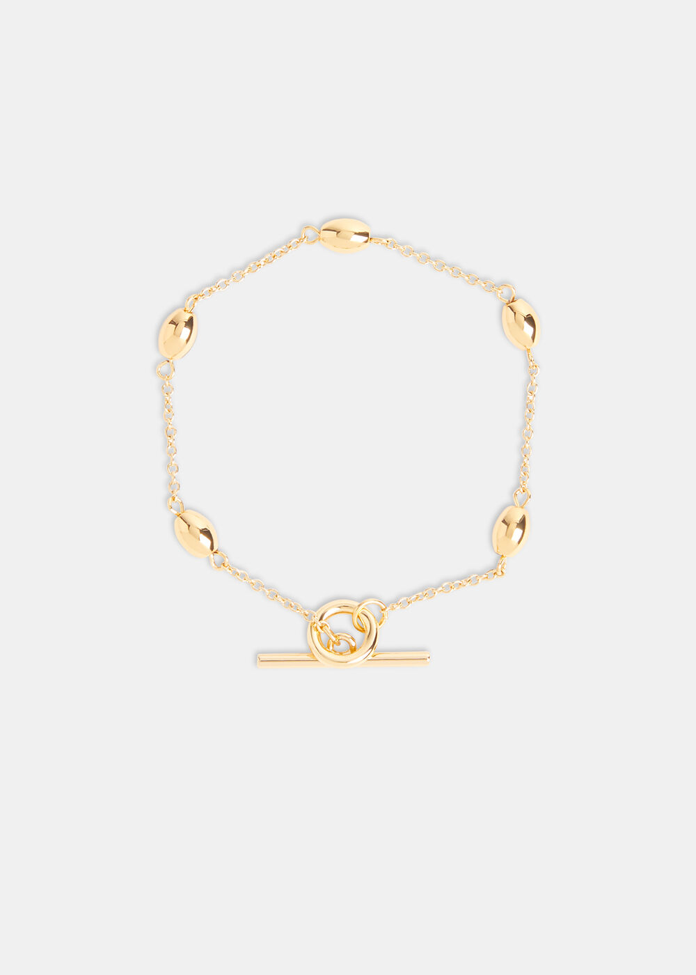 Oval Beaded T Bar Bracelet