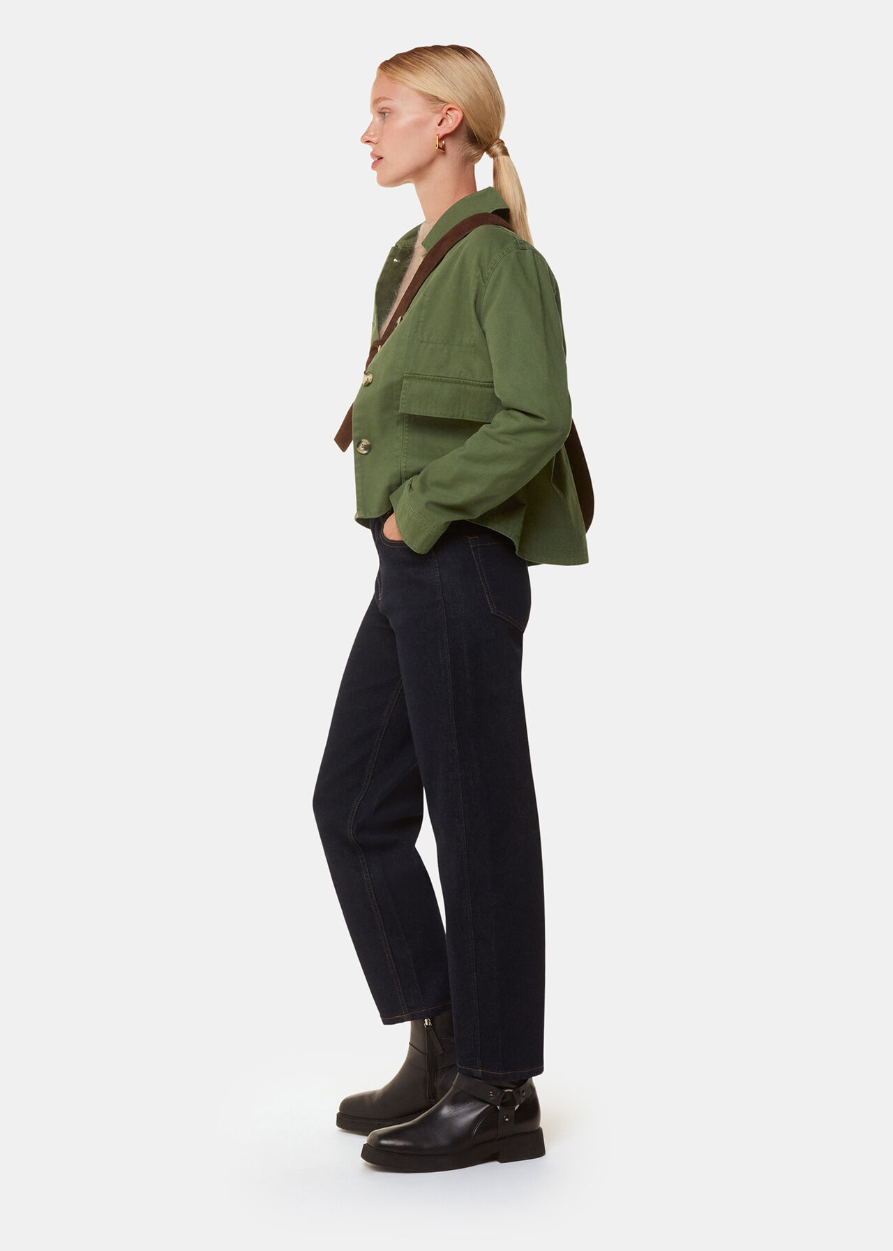 Whistles Marie Casual Jacket Dark Green