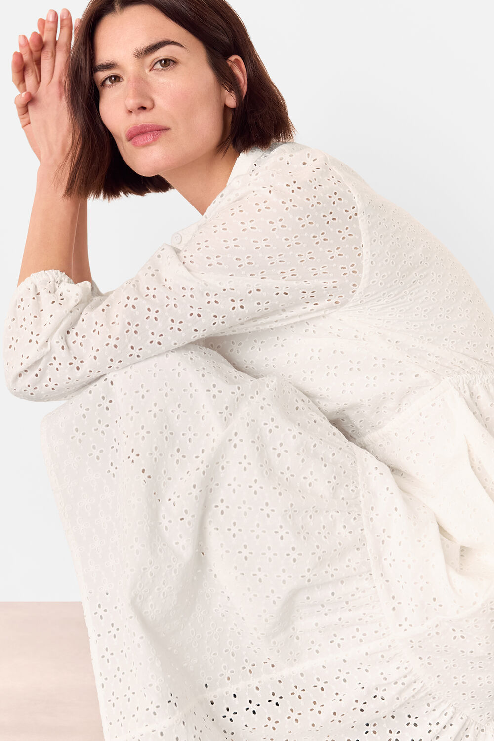 White Broderie Midi Dress