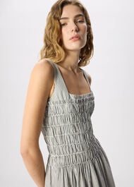 Seersucker Ruched Bodice Dress