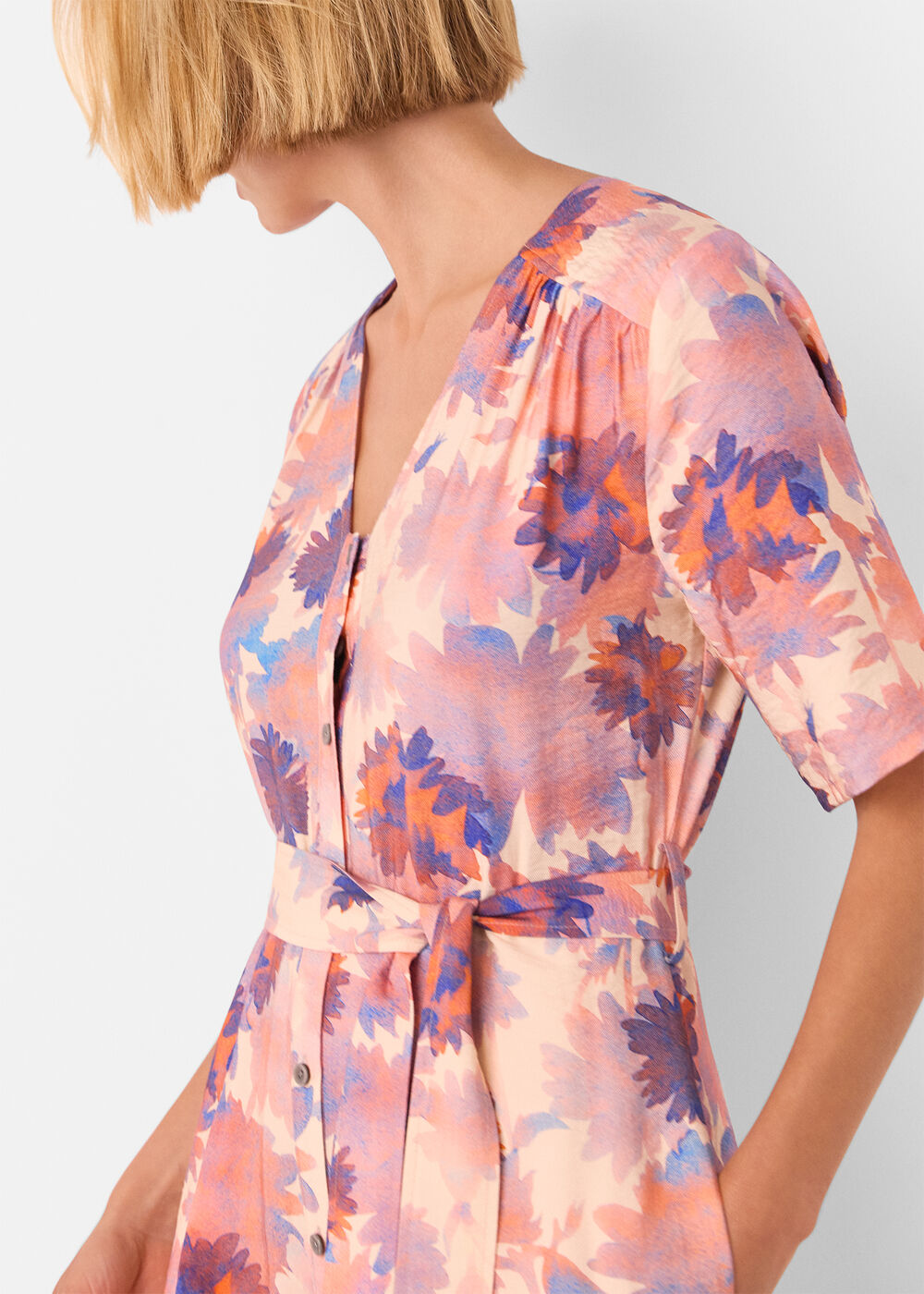 Floral Button Front Jumpsuit
