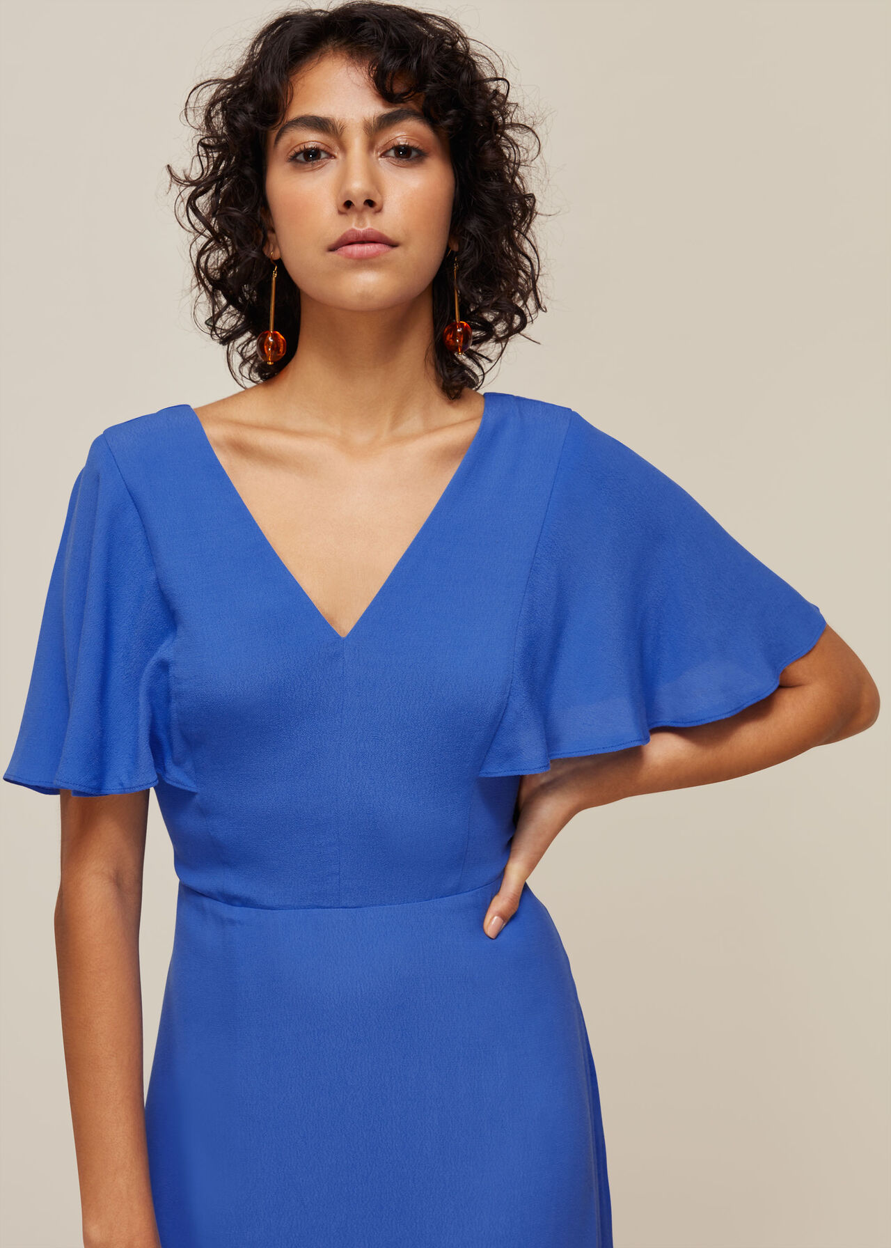 Blue Cathy Frill Hem Dress | WHISTLES