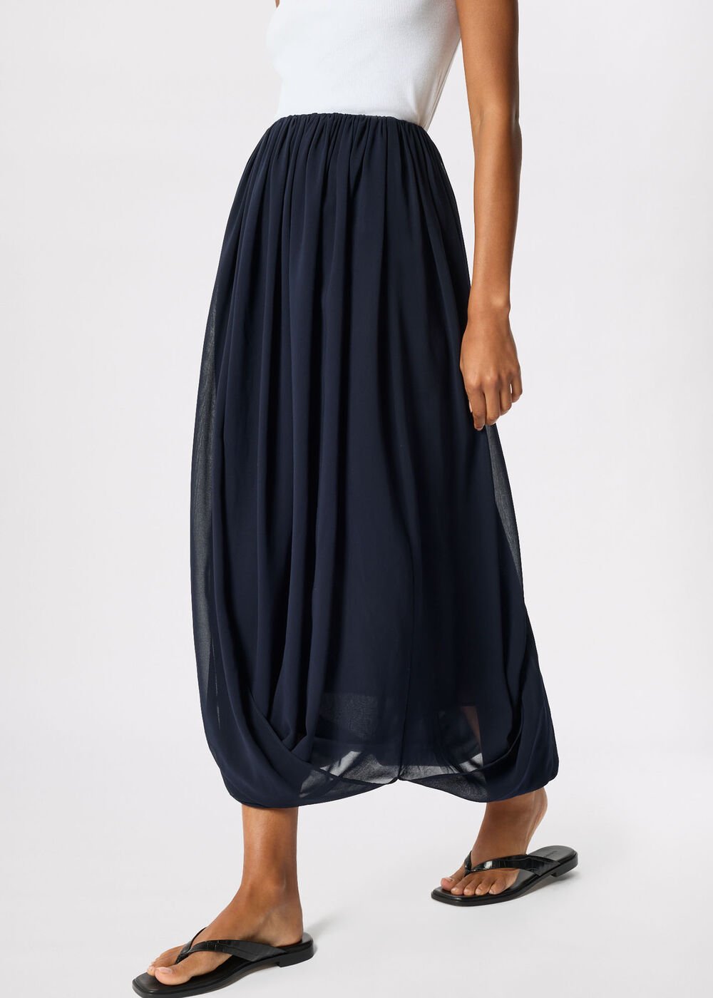 Draped Bubble Hem Skirt