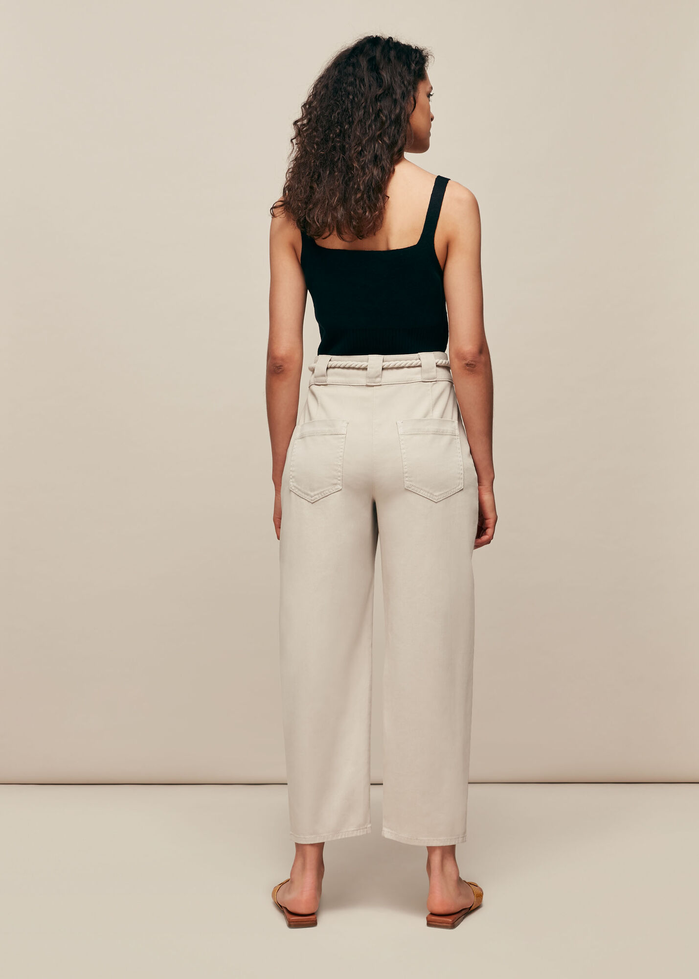 Beige Rope Belted Casual Trouser WHISTLES Whistles US