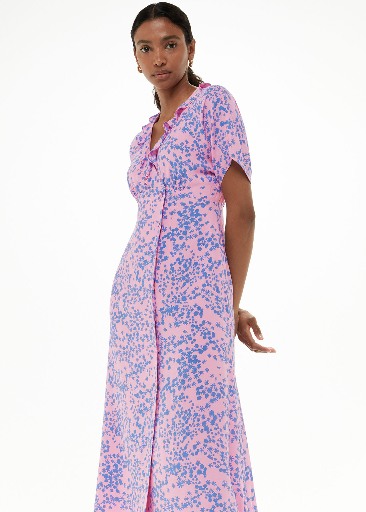 Pink/Multi Dandelion Floral Midi Dress, WHISTLES