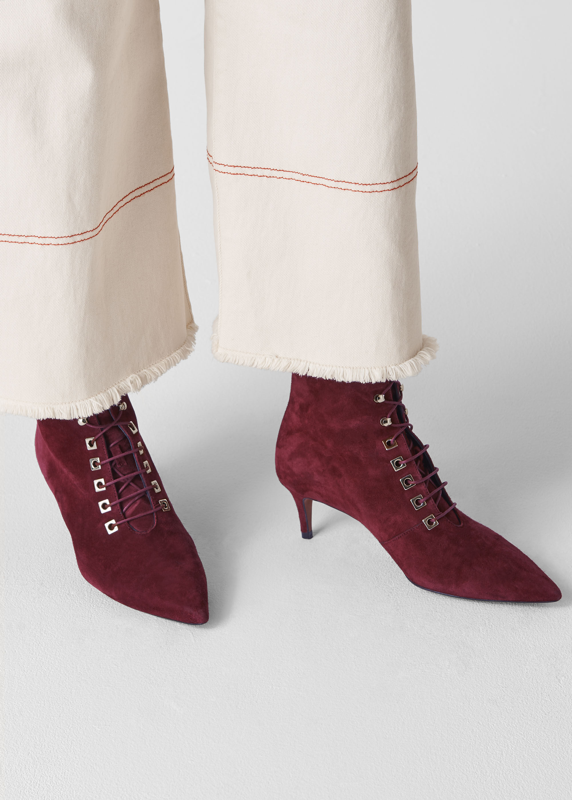Burgundy kitten heel boots store