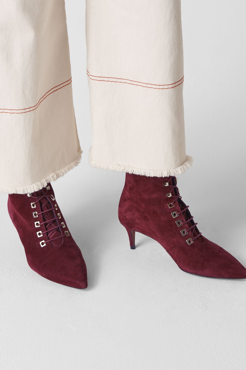 Celeste Kitten Heel Boot Burgundy