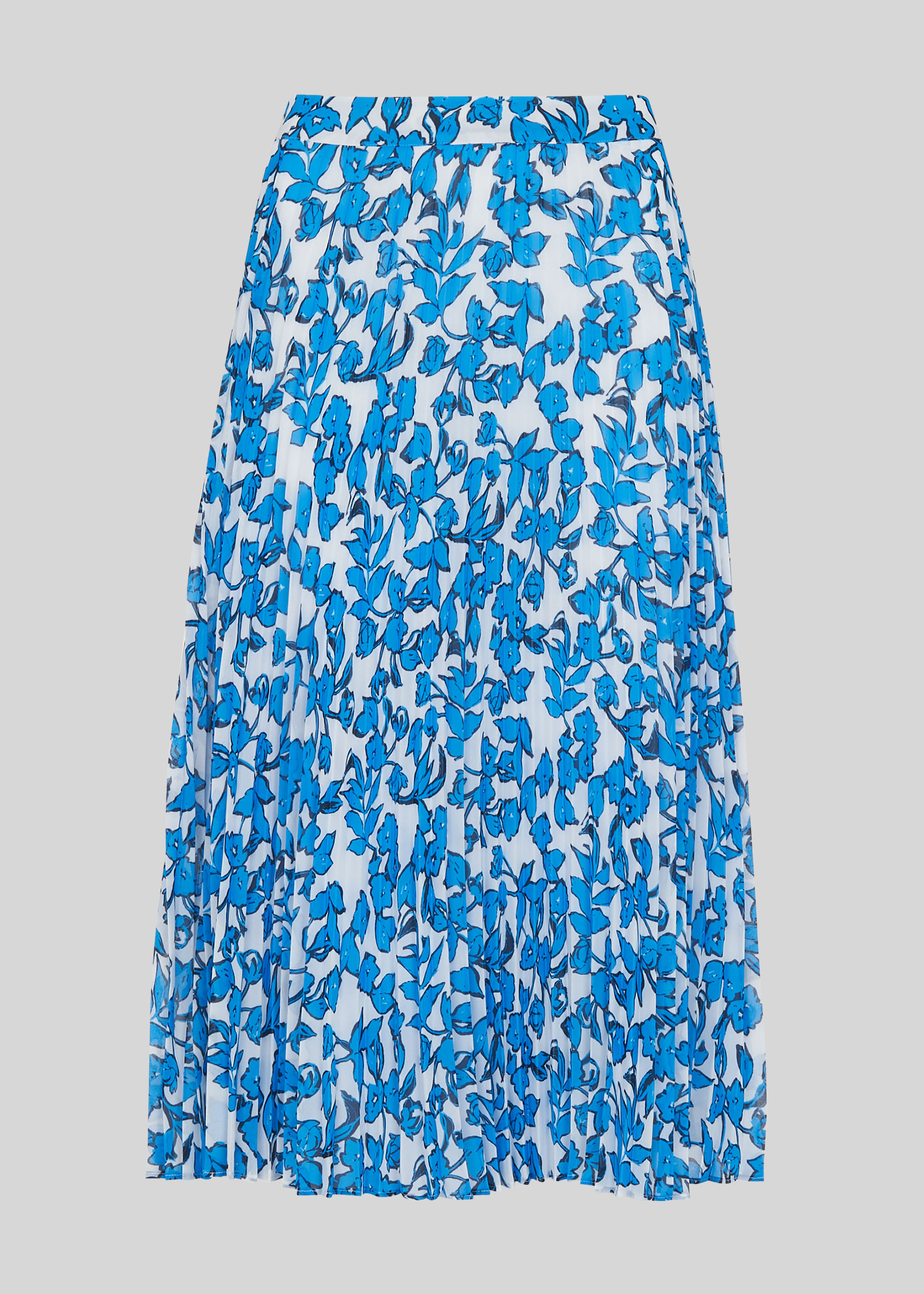 White Cordillia Print Pleated Skirt