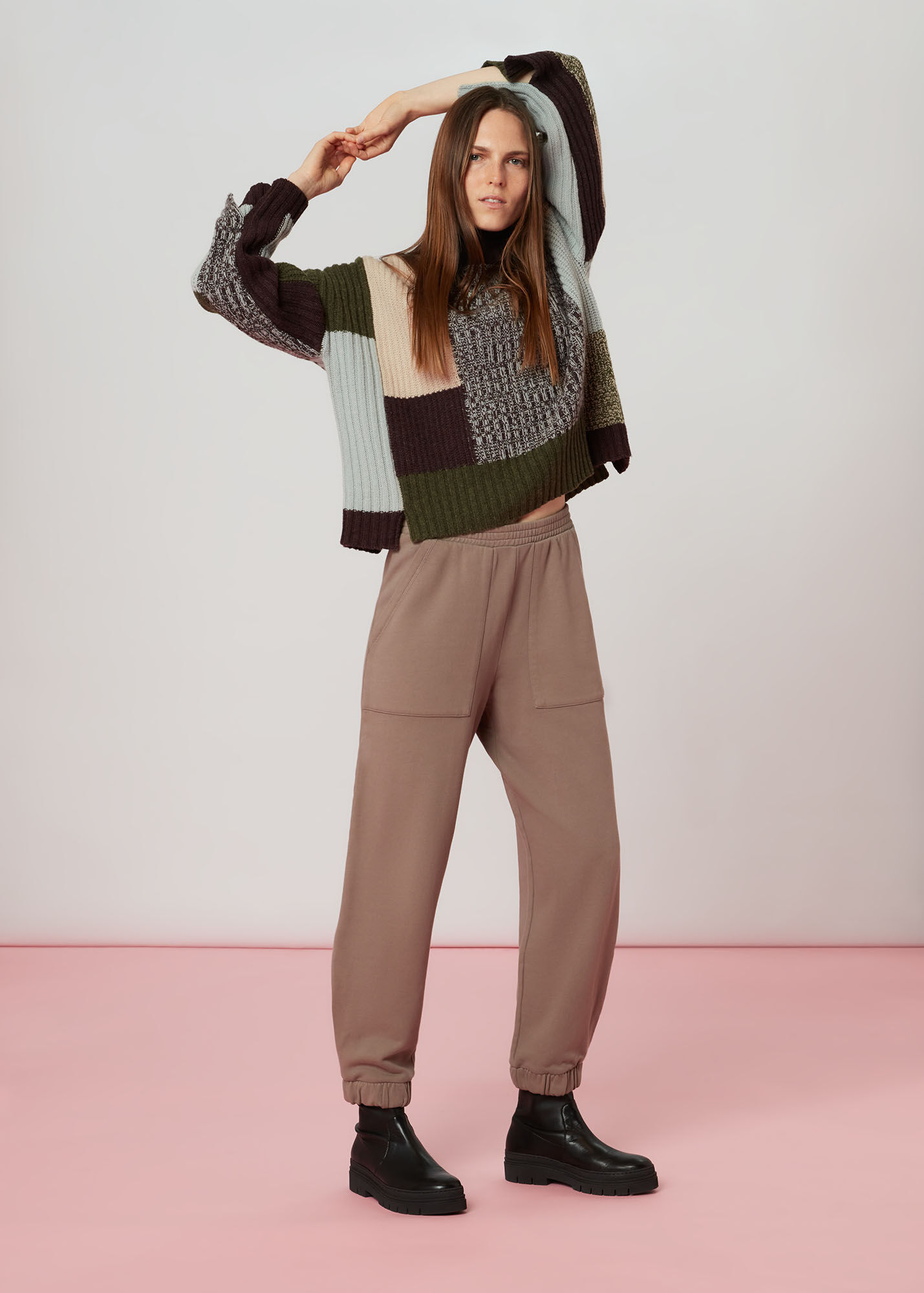 Multicolour Patchwork Funnel Neck Jumper WHISTLES