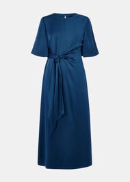 Petite Satin Twist Waist Midi Dress