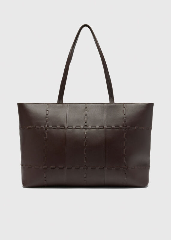 Chocolate Whipstitch Tote Bag