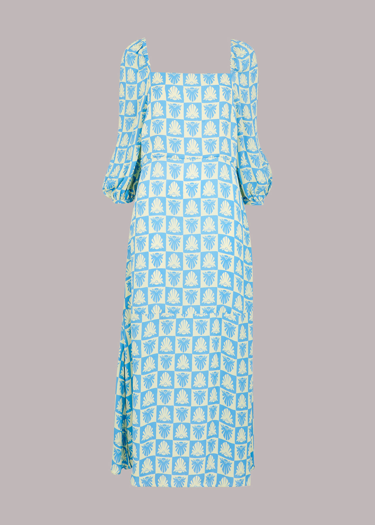 Checkerboard Shells Midi Dress