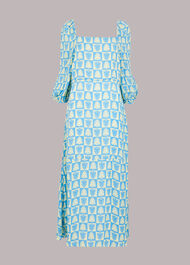 Checkerboard Shells Midi Dress