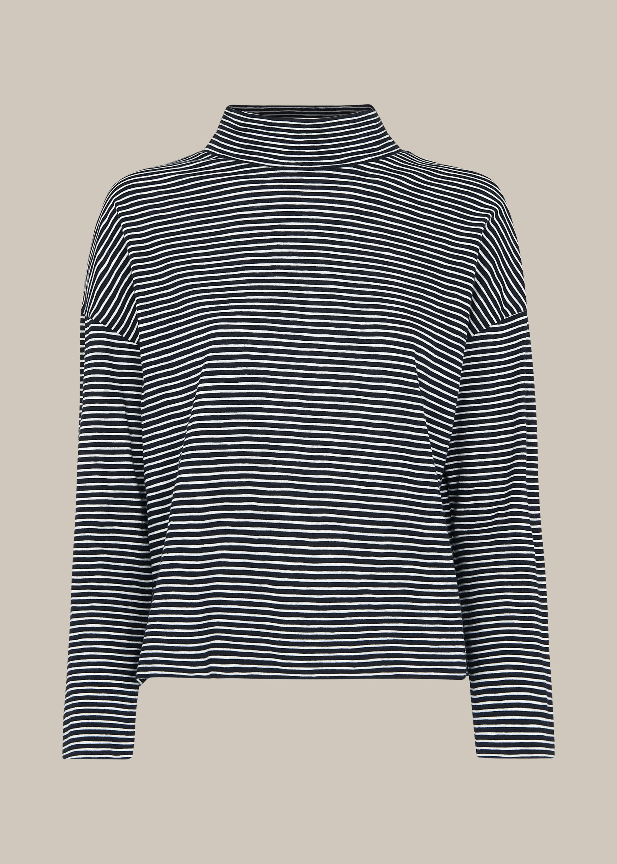 Multicolour Stripe High Neck Relaxed Top | WHISTLES