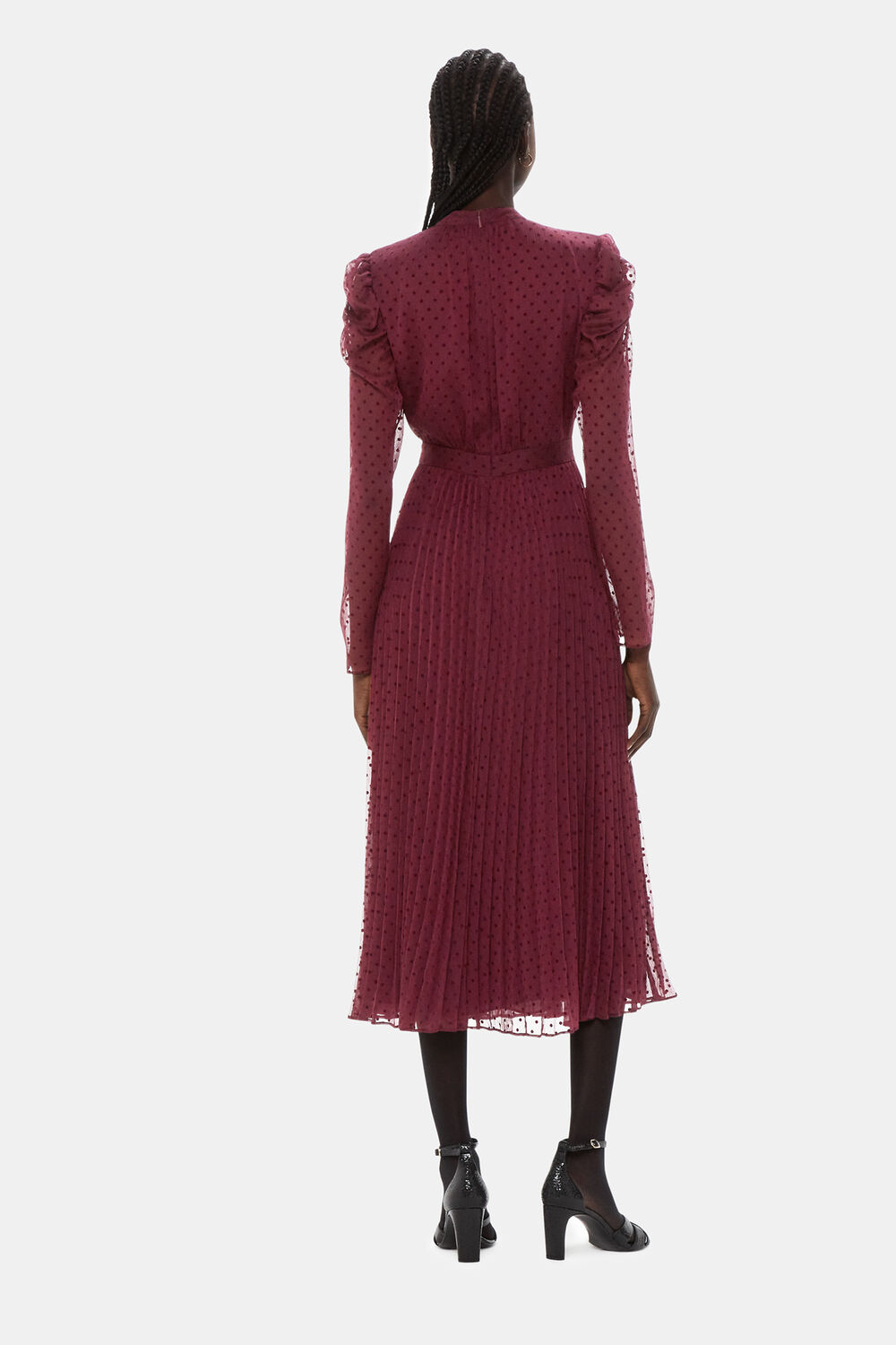 Burgundy Dobby Velvet Celia Dress