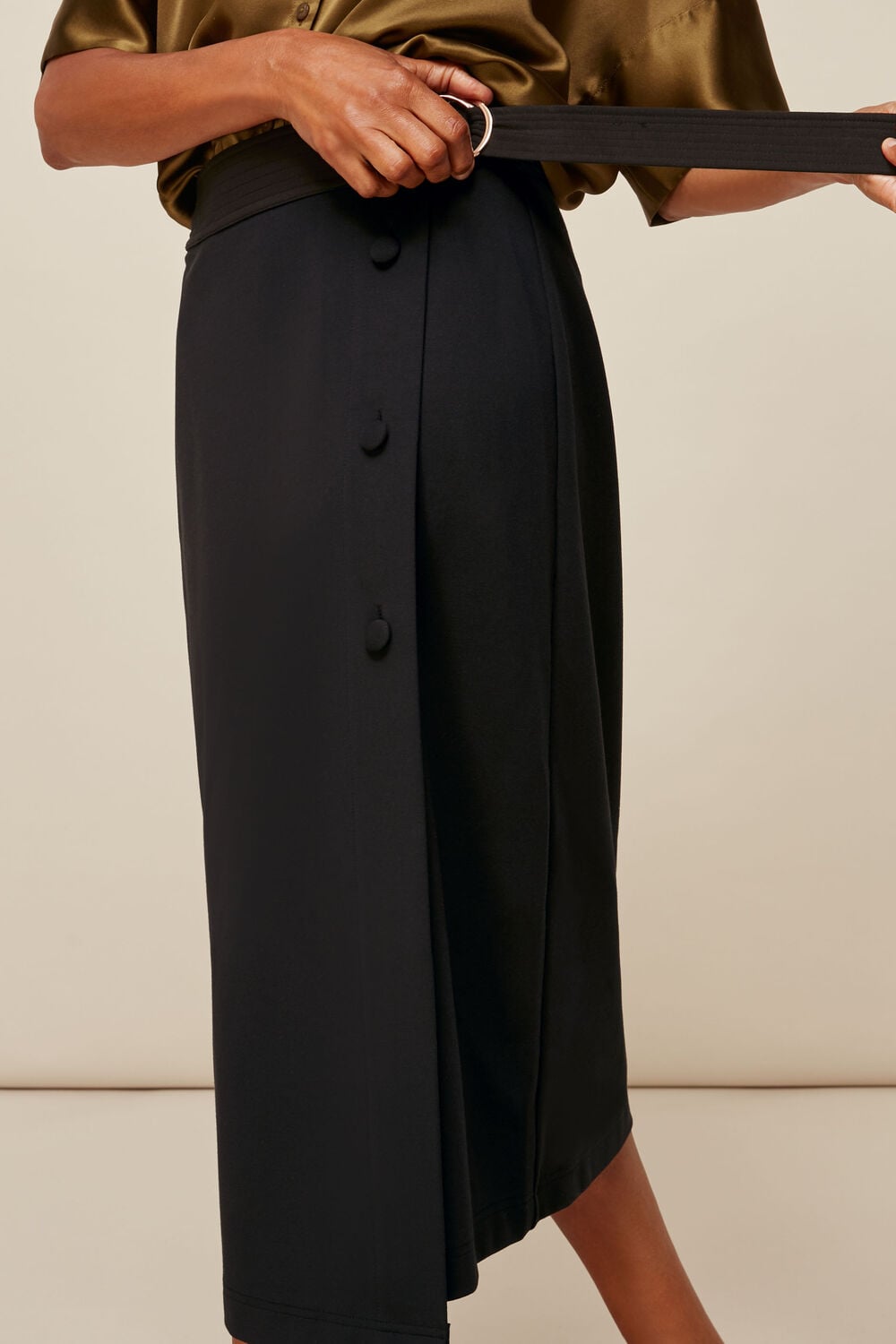 Belted Ponte Wrap Skirt