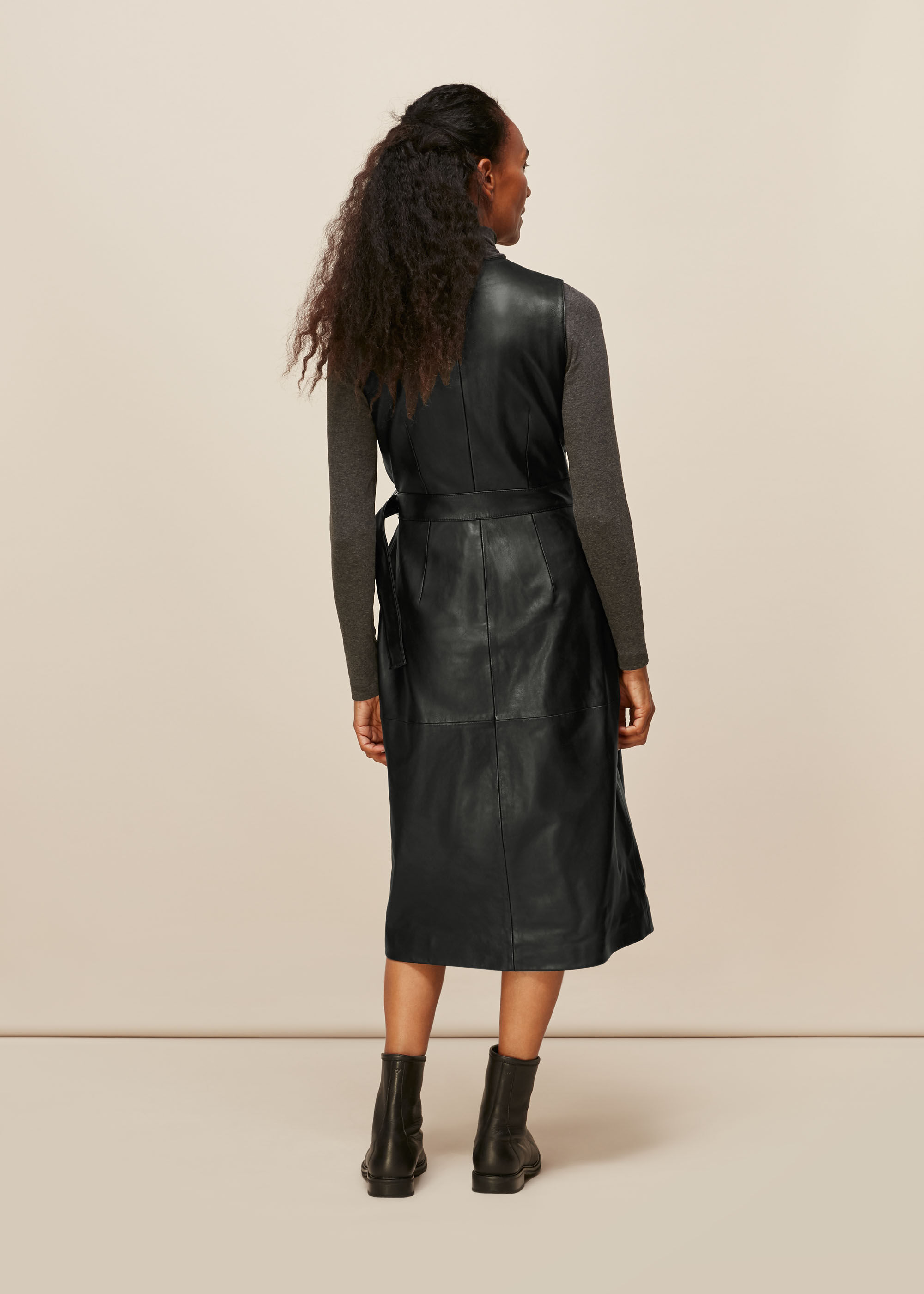Black Leather Shift Dress WHISTLES
