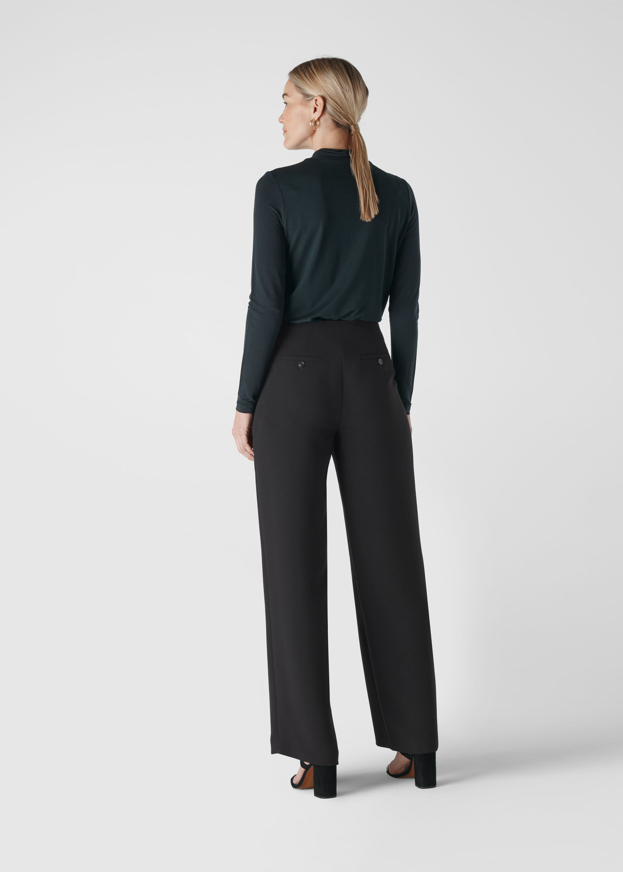 Crepe Drawstring Wide Leg Trousers