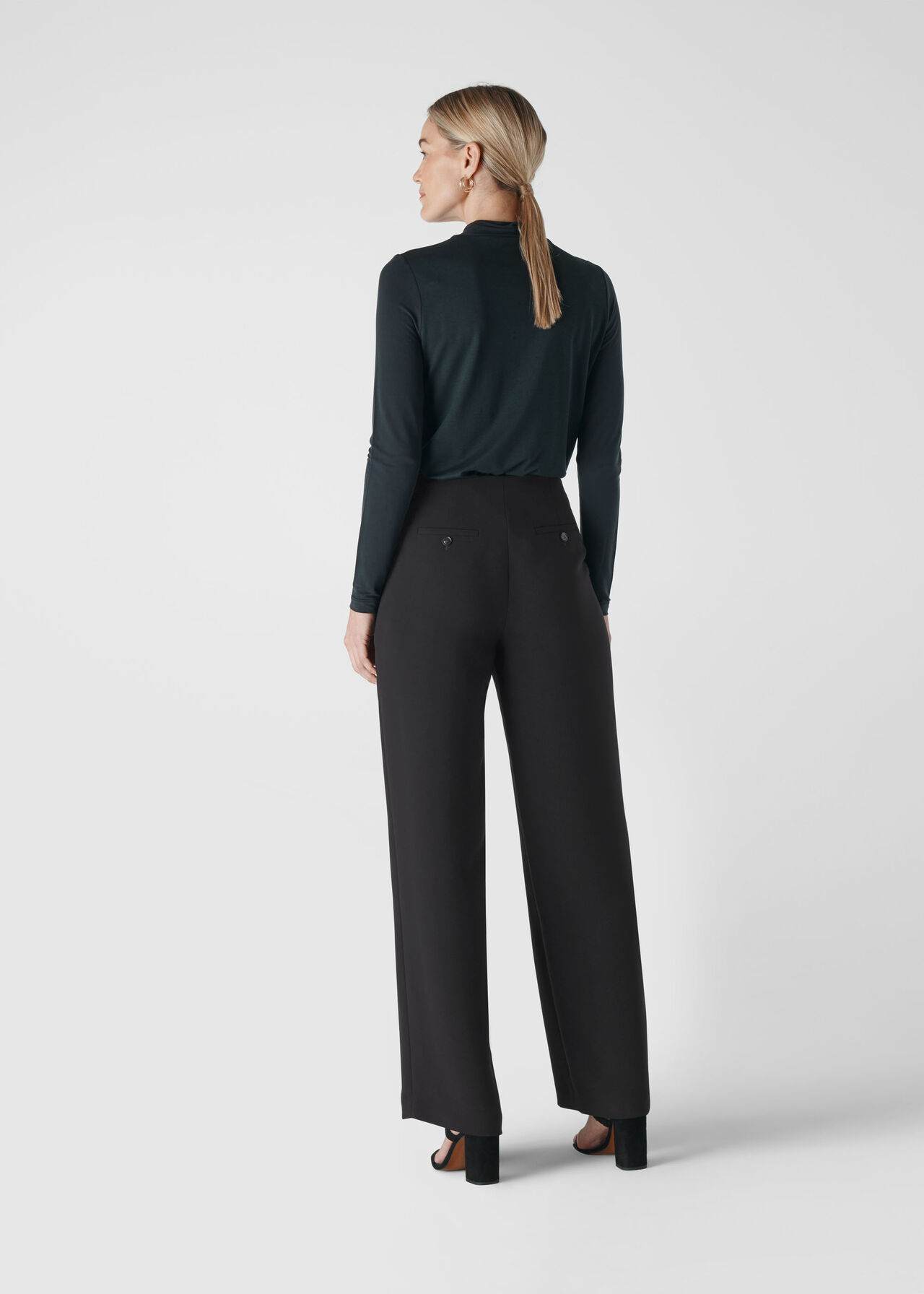 Wide Leg Crepe Trouser Black