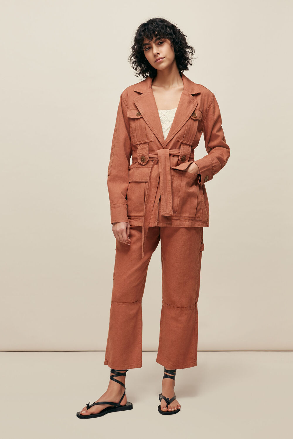 Amenia Belted Utility Jacket Pink