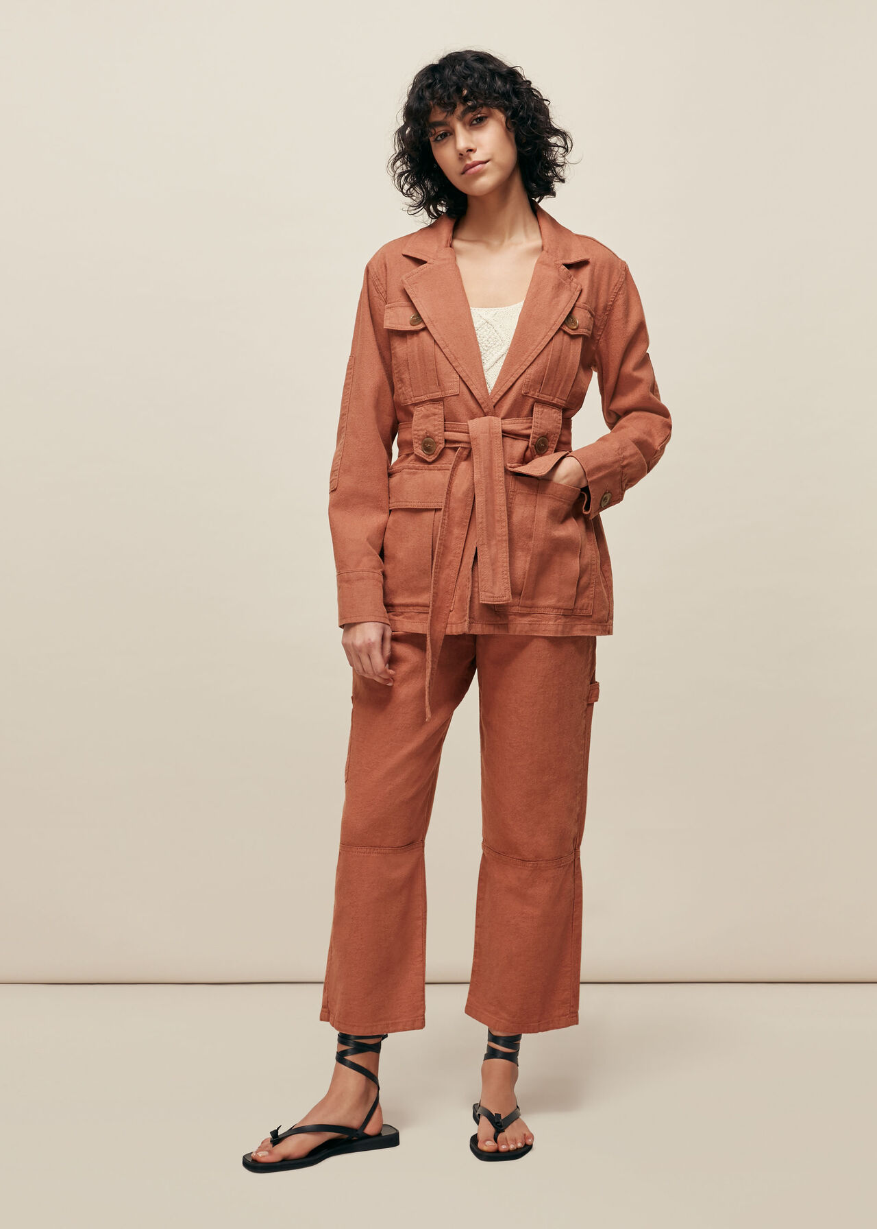 Amenia Belted Utility Jacket Pink