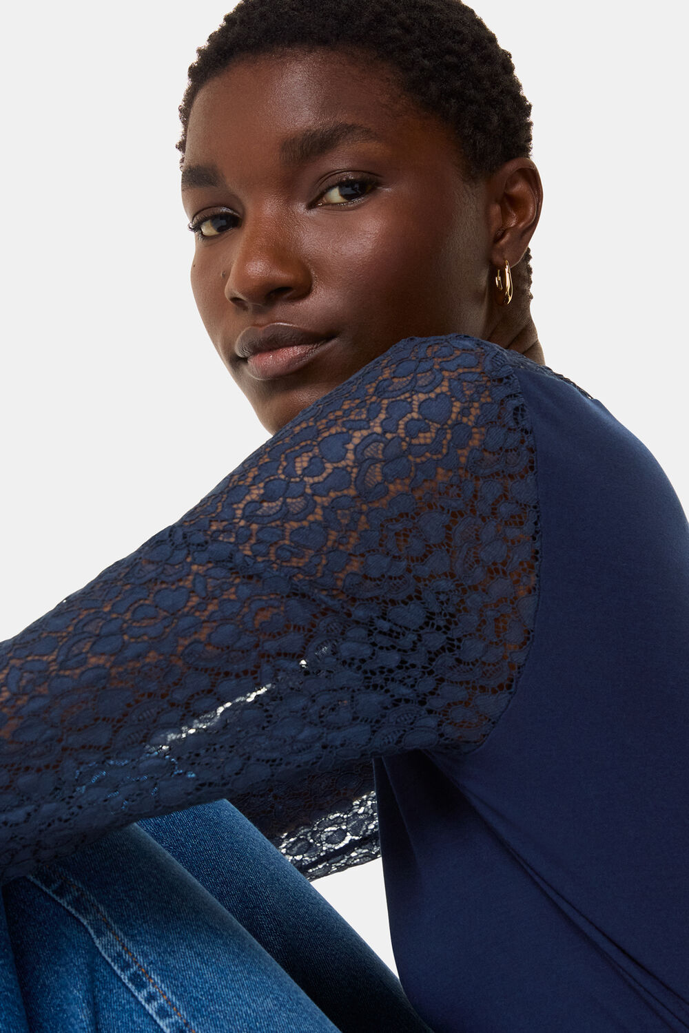 Lace Sleeve Detail Top