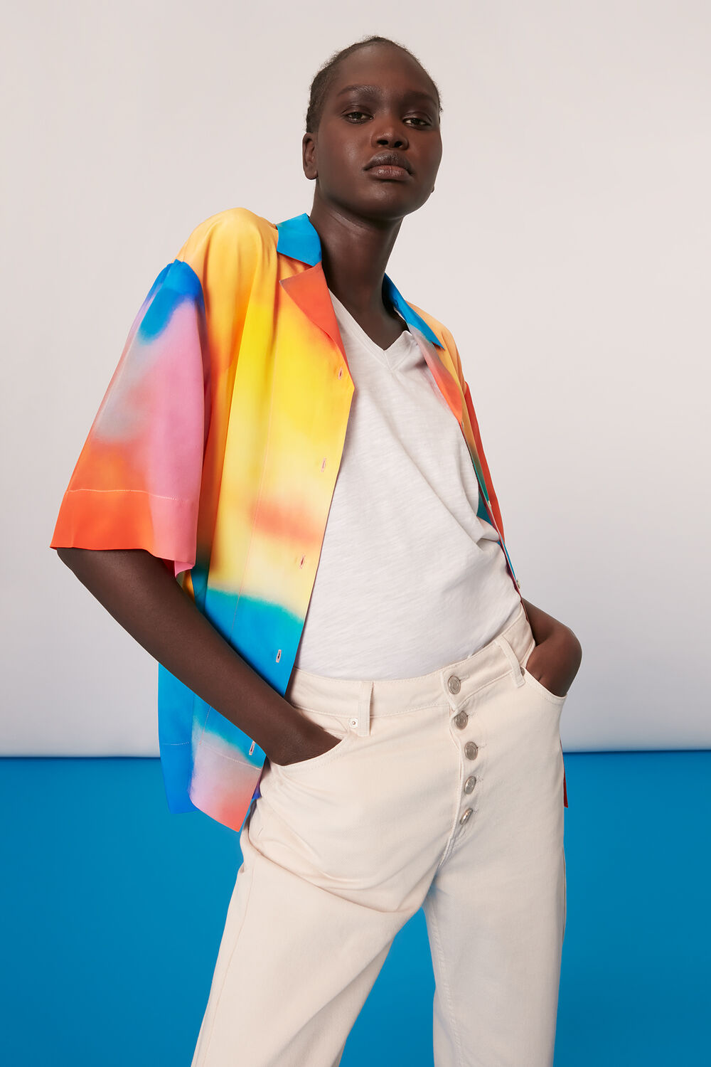 Rainbow Silk Bowling Shirt
