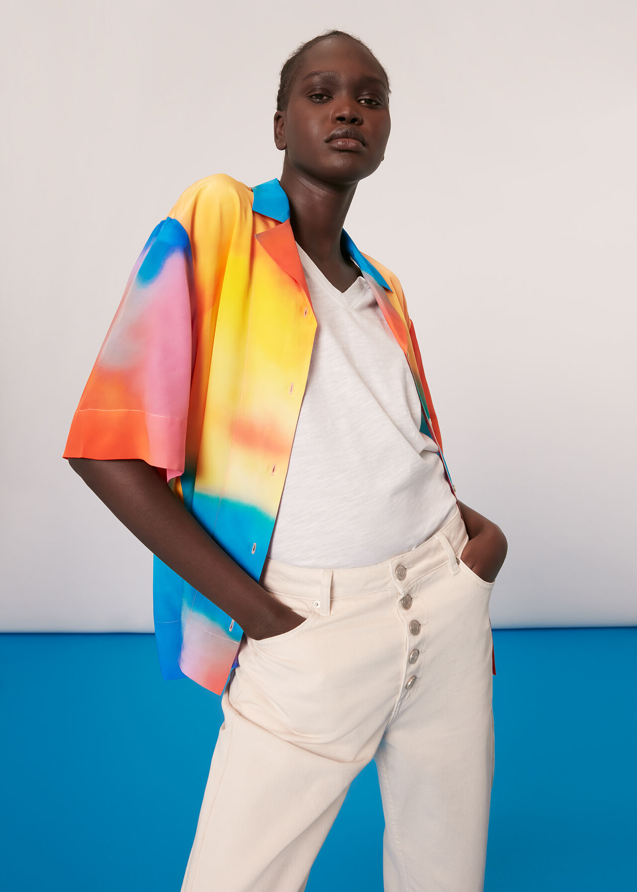 Rainbow Silk Bowling Shirt