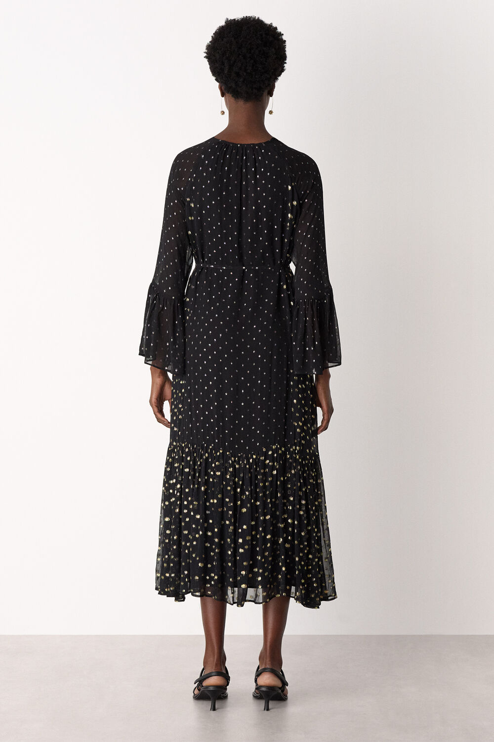 Metallic Dobby Ruffle Dress