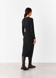 Gathered Side Midi Knit Dress