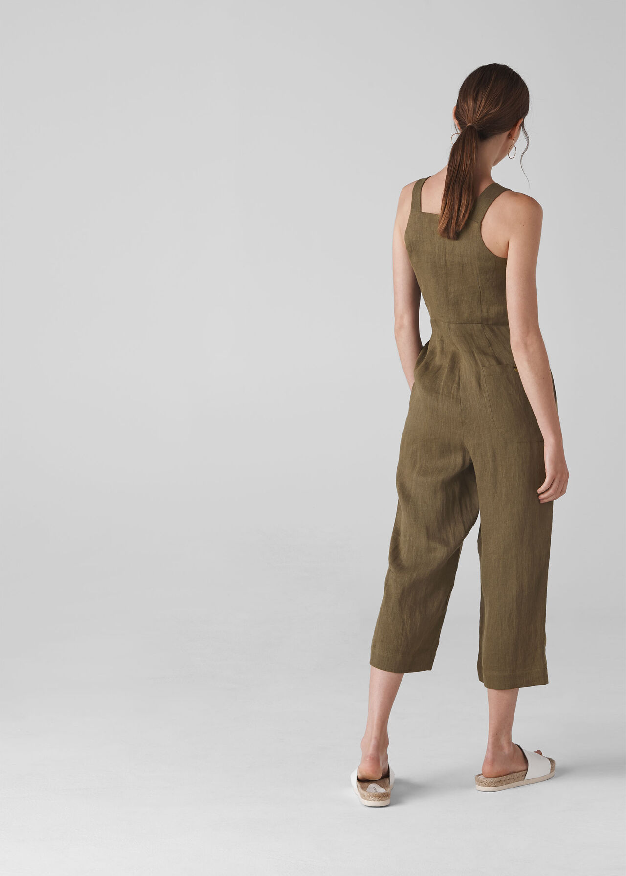 Liza Linen Button Jumpsuit Khaki