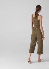 Liza Linen Button Jumpsuit Khaki