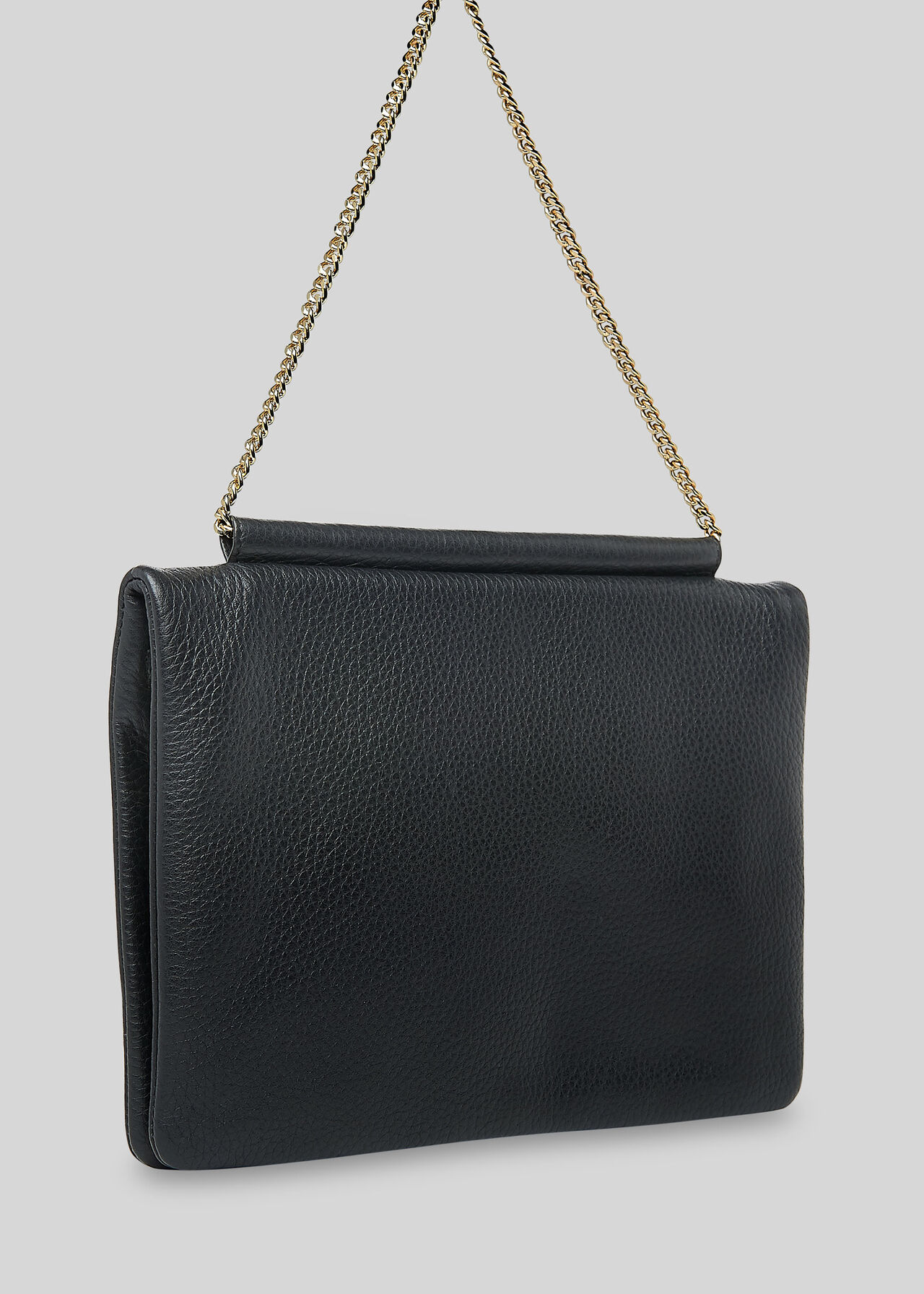 Nala Chain Foldover Clutch Black