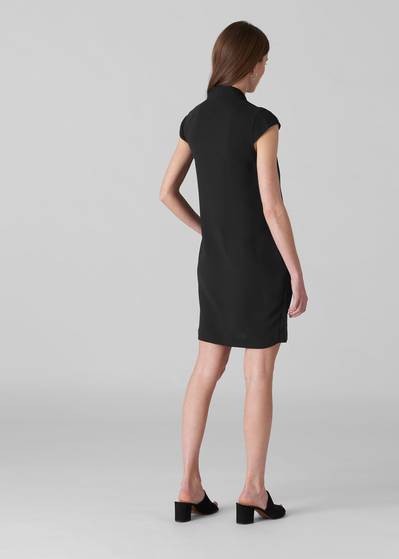 Paige V Neck Crepe Dress Black