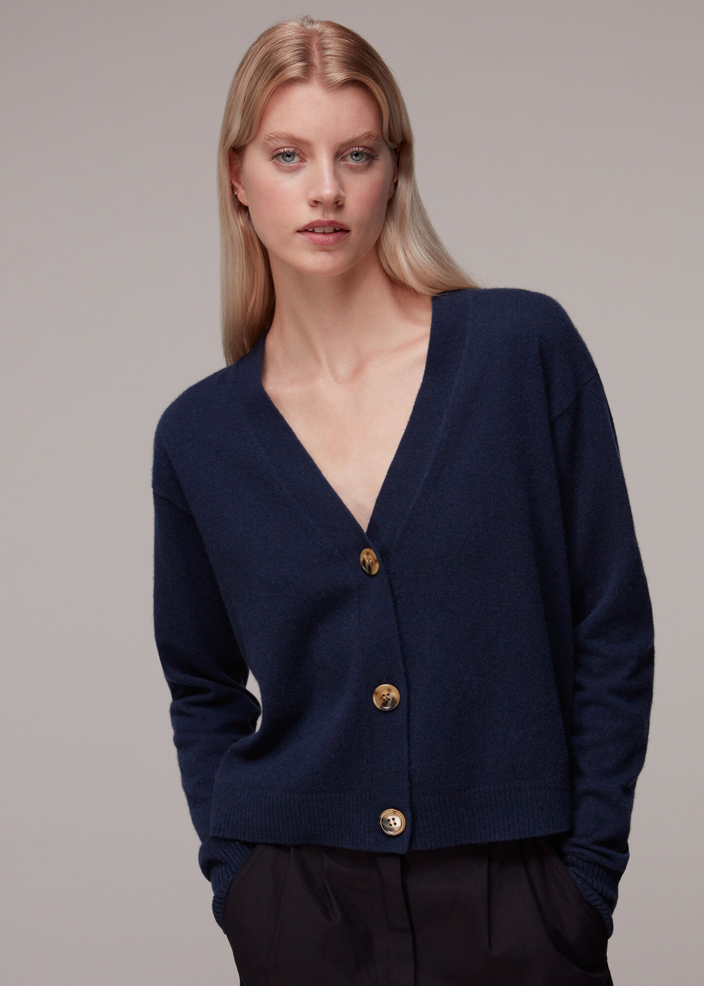 Navy Cashmere Cardigan WHISTLES
