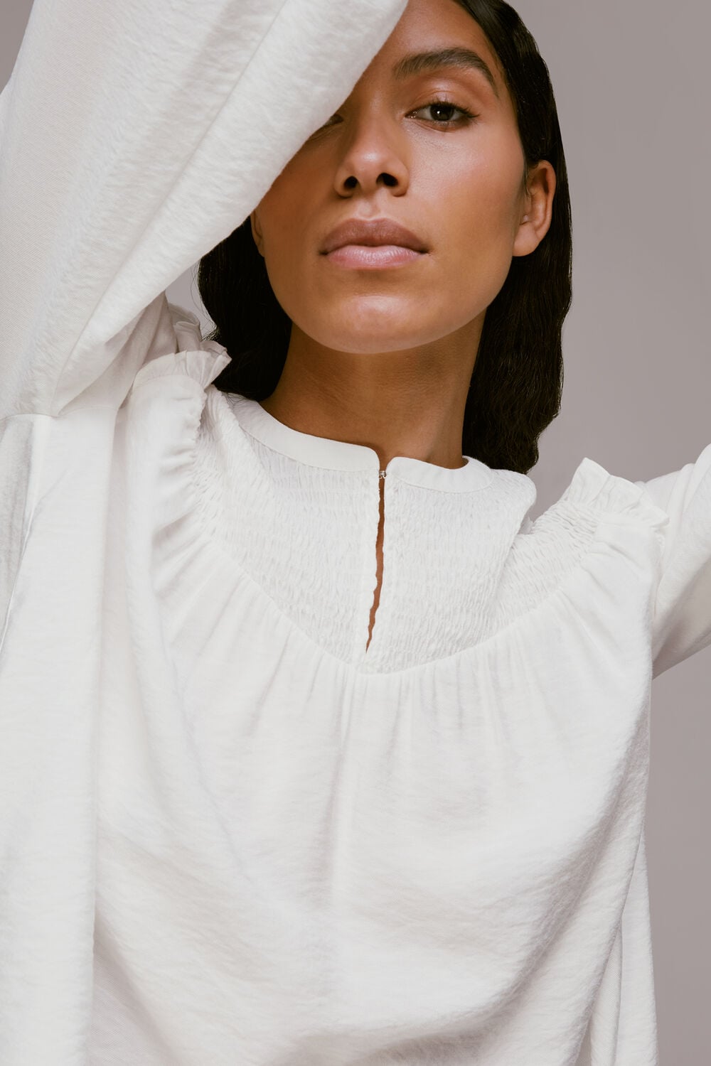 Megan Shirred Detail Top