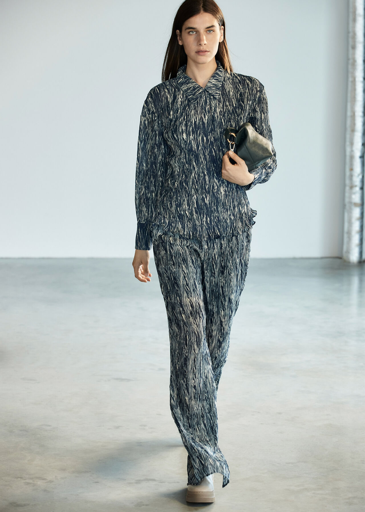 Marble Stripe Plisse Trousers