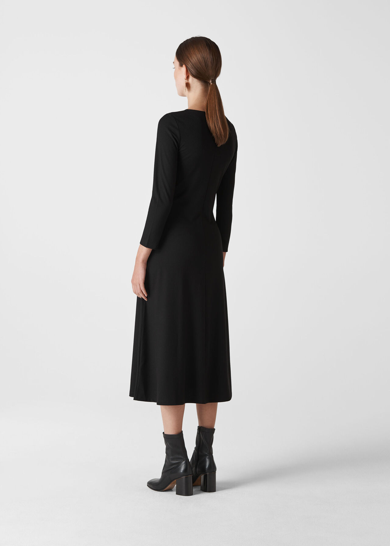 Button Detail Jersey Dress Black