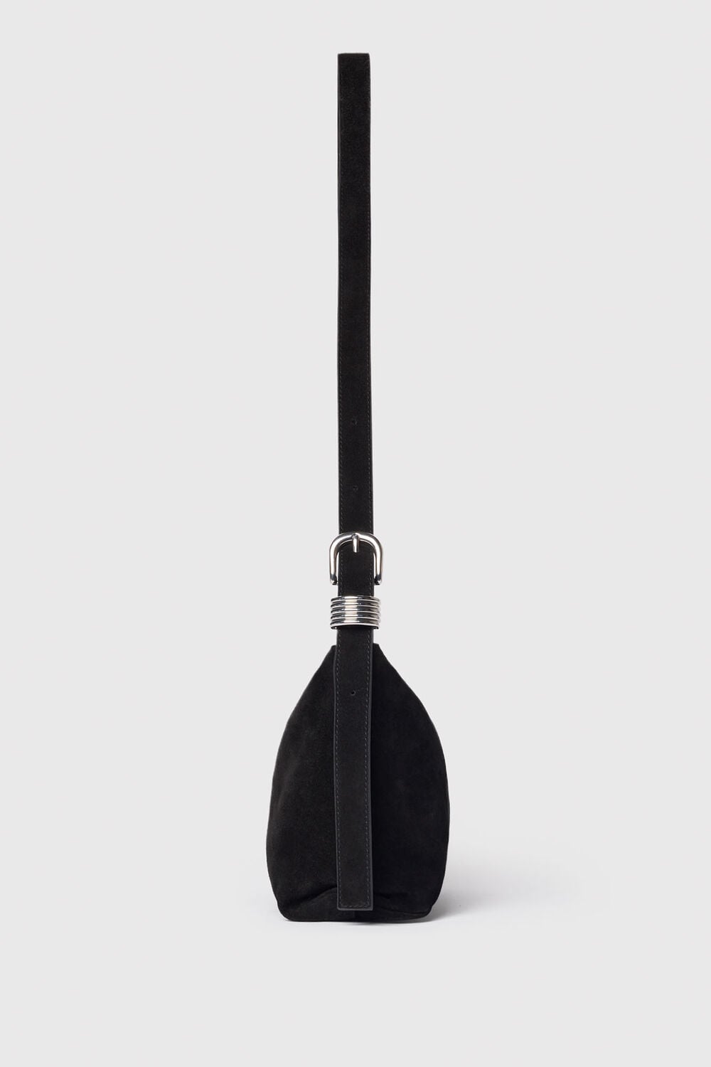 Black Ring Detail Suede Bag
