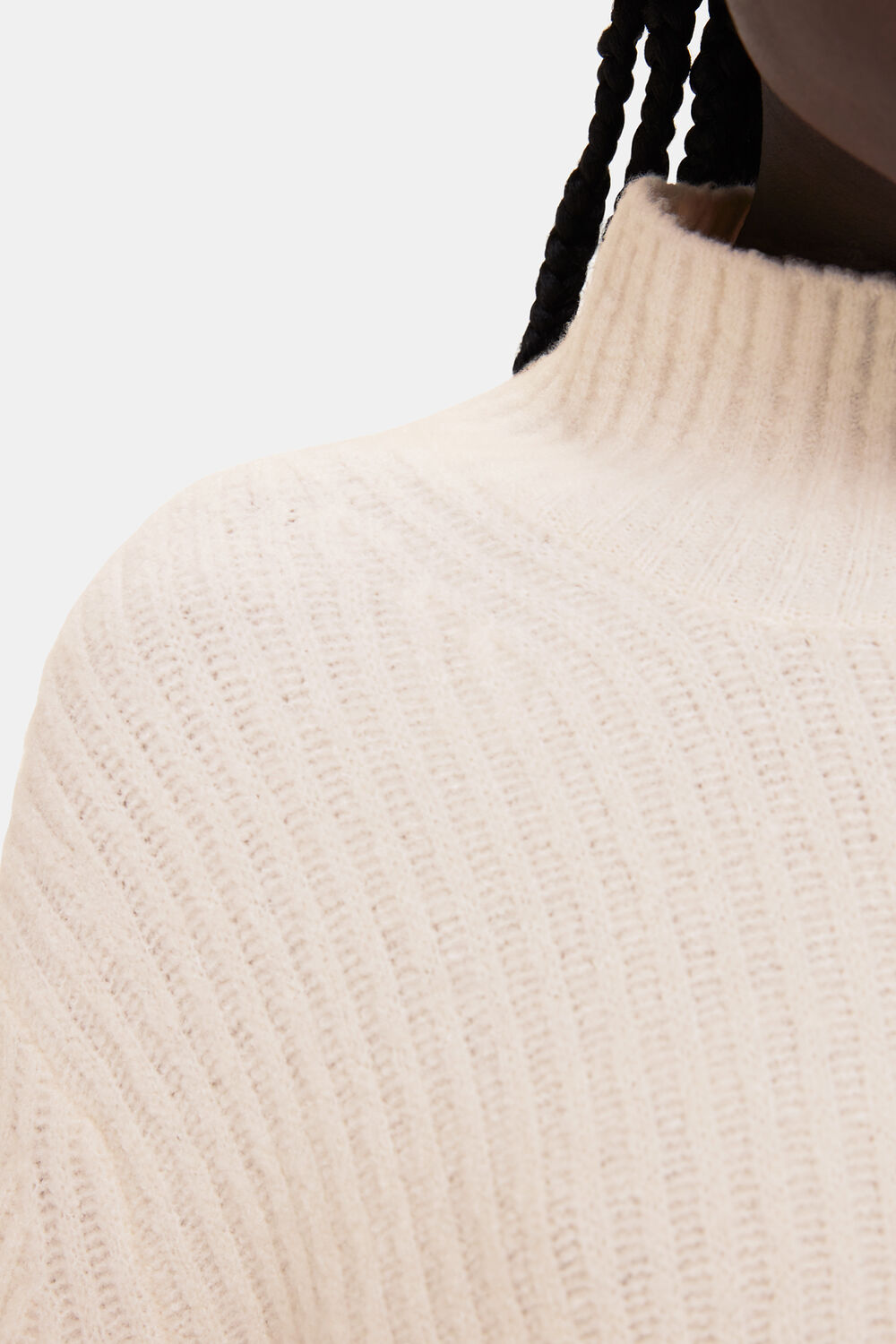 Wool Mix Rib Funnel Neck