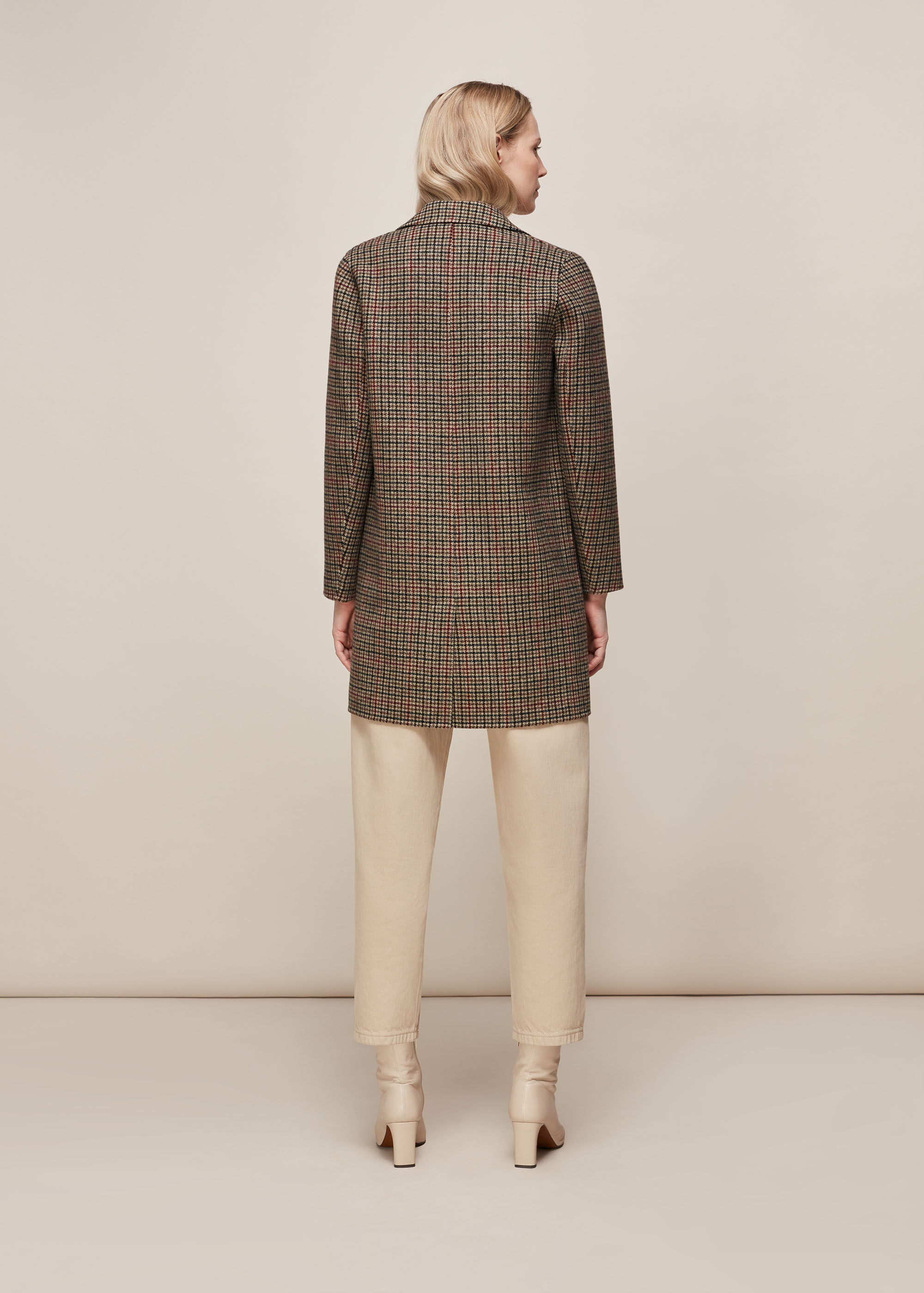 Whistles check double faced coat discount