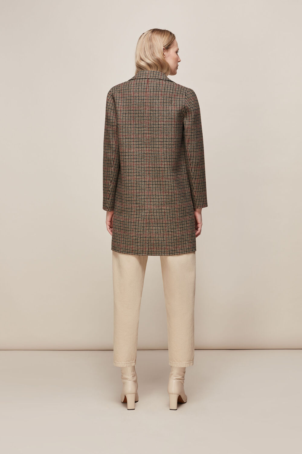 Check Double Faced Short Coat Multicolour